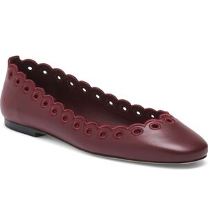 💜🔹️ LARROUDE🔹️ women's meghan broderie flat shoes in Burgundy